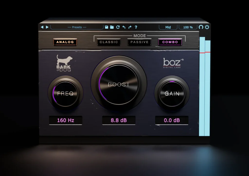谐振高通滤波器-Boz Digital Labs Bark Of Dog 3 (Low-Frequency Enhancer) v3.0.1 VST VST3 AU AAX STANDALONE WiN MAC调音师资源网-混音-效果器-编曲-效果器-音源-宿主-采样AudioXu资源网